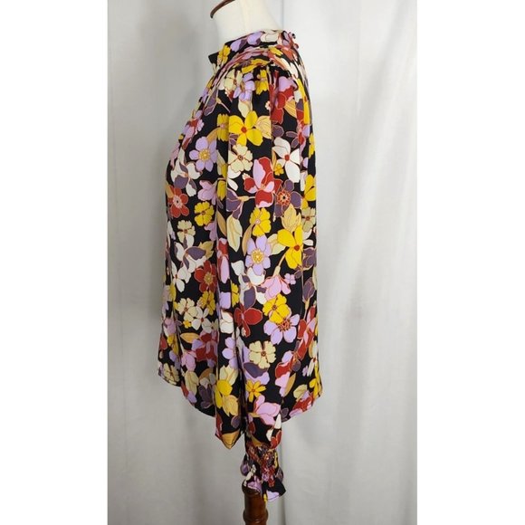 Who What Wear Top L Floral Long Sleeve High Neck Garden - Picture 6 of 8